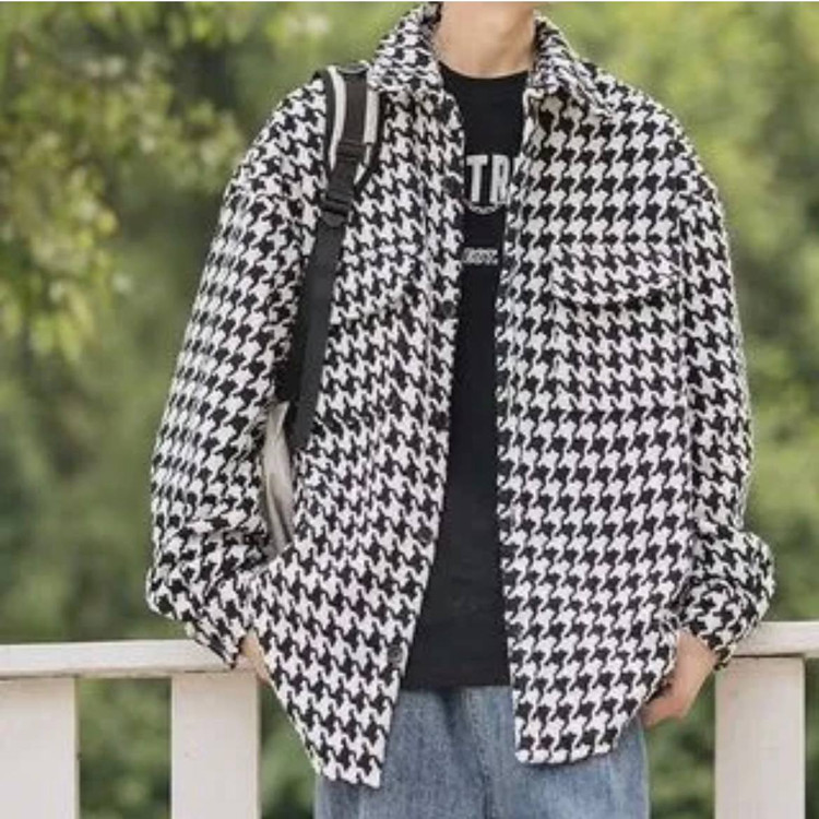 شومیز پاییزه یقه مردانه با طرح Houndstooth