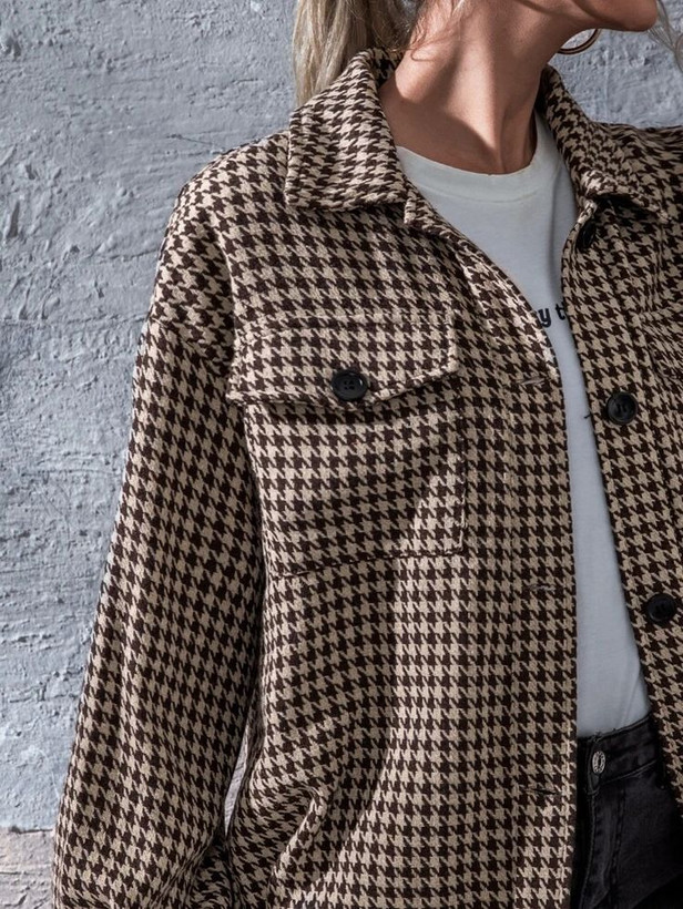 شومیز پاییزه یقه مردانه با طرح Houndstooth